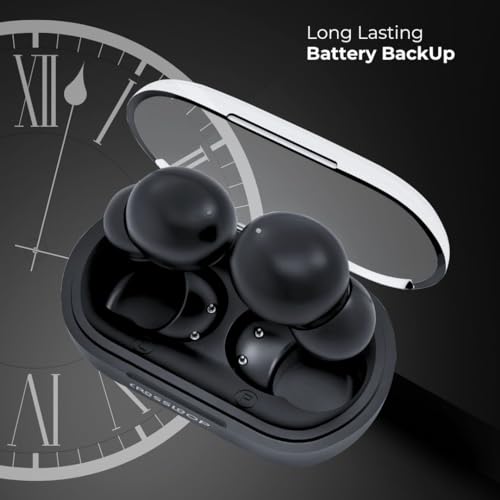 Image of Crossloop Joy Zee TWS Earbuds with Mic,Touch Control,Range 10M,Bluetooth 5.3,Play Time 12X60 Hrs,Voice Assistant,Auto Pairing,Ipx3,Long Standby Time,Type C Charging,Immersive Sound (Black)-in Ear