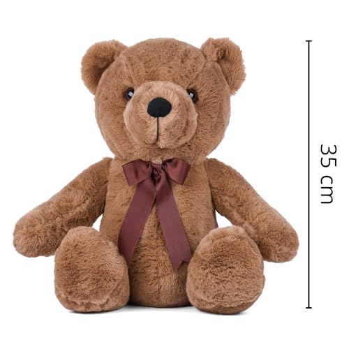 Image of Mirada Sitting Teddy Bear Soft Plush Toy | Brown Stuffed Animal for Kids & Toddlers | Soft Toys for Kids, Teddy Bears, Soft Teddy Bear, Stuffed Animals, Cuddle Toy, Cute Soft Toys, Baby Gift | 35cm