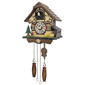 Cuckoo Clock for Wall Art: 12 Melodies, Volume Control, Music off option, Night Mode, Germany Style Black Forest Retro Traditional Wooden House Home Decor, Gifts for Family (8.1 X 22inch)