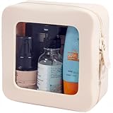 Small Clear Makeup Bag for Women, Mini Silicone Pouch Travel Cosmetic Case Waterproof Clear Make Up Pouch with Zipper Cute Toiletry Bags for Traveling Car Organizer Mini Travel Essentials (Beige)