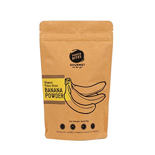 PORTA BITES Organic Freeze-Dried Banana Powder, All Natural, Gluten-Free, Vegan Source of Fiber & Vitamins, Survival Food (8oz)