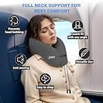 jiaao Upgraded Middle Memory Foam Travel Neck Pillow for Airplane- 360° Ergonomic Head and Neck Support for Flight, Car, Train, Bus - Soft Travel Pillow for Side & Back Sleepers with Travel Pouch - Image 2