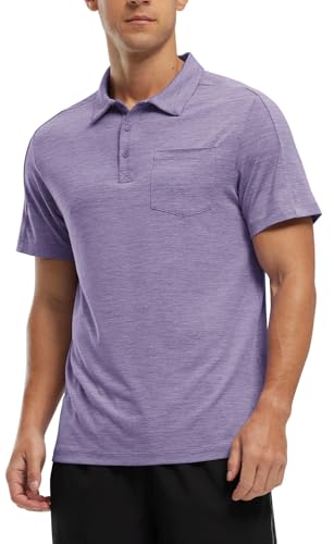 Image of Rdruko Men's Polo Shirts Short Sleeve Quick Dry Outdoor Golf Sports Shirts with Pocket
