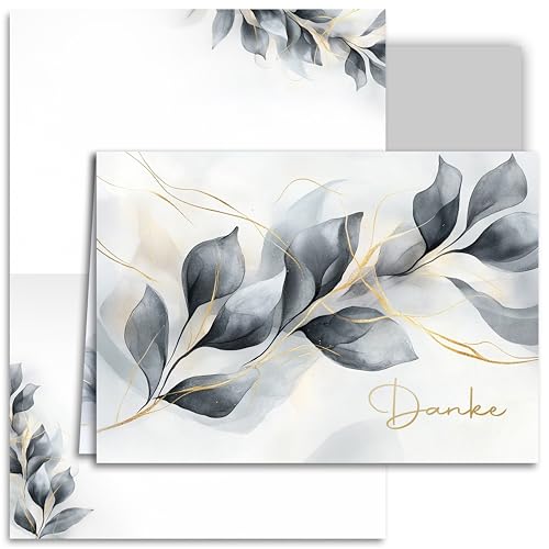 10x Dankeskarten Klappkarten Set Elegant Grau Gold A6 mit Umschlägen Danke Danksagungskarten Kondolenzkarten Hochzeit Geburtstag Trauer Feier 10x Dankeskarten Klappkarten Set Elegant Grau Gold A6 mit Umschlägen Danke Danksagungskarten Kondolenzkarten Hochzeit Geburtstag Trauer Feier