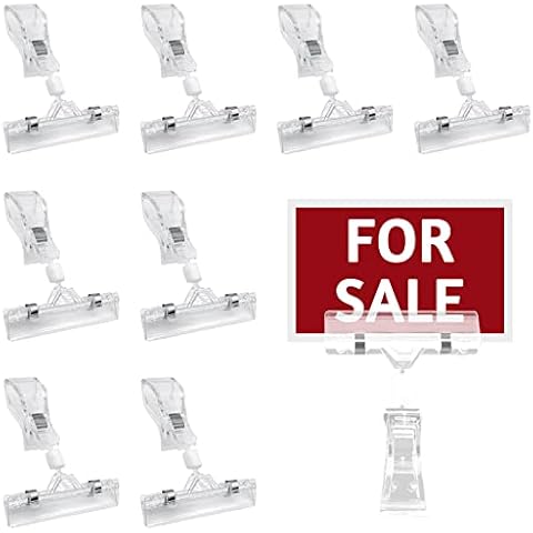 YHSKJCD 12 Pcs Plastic Rotatable Sign Clips Clear Trademark Sign Clips Display Clips Holder Price Tag Clamp for Advertising Price Tag Display, DIY Crafts Photos Cover