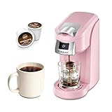 CHULUX Lite Single Serve Coffee Maker for K Cup Capsules, Single Cup Reservoir Coffee Maker with One Touch Brewing, 5 to 12 Oz Brew Sizes, Designed Specifically for Standard Mugs, Pink