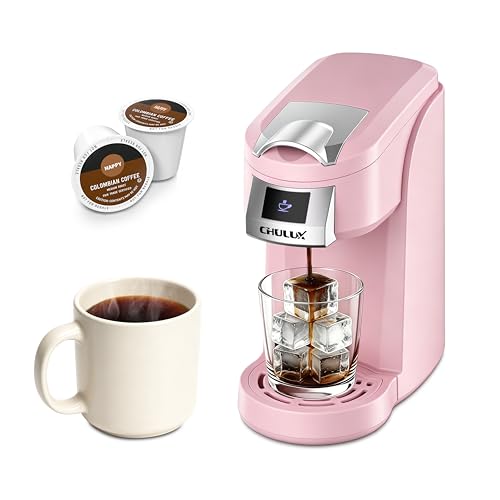 CHULUX Lite Single Serve Coffee Maker for K Cup with One Touch Brew Pink