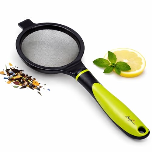 Signamio Tea Strainer Steel Fine Mesh Strainer Stainless Steel Handheld Tea Strainer for Loose Leaf Herbal Infuser Reusable Filter for Cups Mugs Pots Home Kitchen Use