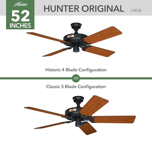 Image of Hunter Original, Outdoor or Indoor, Ceiling Fan, 52 inch, Matte Black