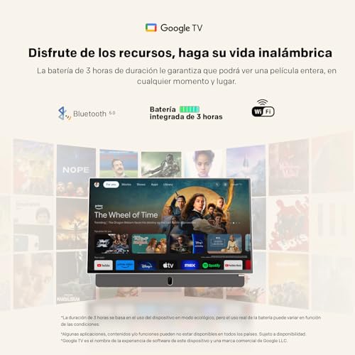 Miniatura 5 de Metz Tv Portátil De 24 Pulgadas Con Batería De 3 Horas De Duración Companion Series 1080p Fhd Smart Google Tv, Pantalla Mate, Hdr10, Dolby Audio, Led, Bluetooth, Chromecast Y Google Assistant