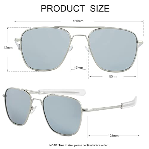 Image of JOVAKIT Men's Polarized Aviator Sunglasses Retro Military Style Pilot Sun Glasses Bayonet Temples UV400 Protection