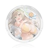 灰皿 ブルーアーカイブ 十六夜ノノミ ガラス灰皿 丸型 タバコ固定 ガラス 透明 デザイン 滑り止めパッド付 置物 洗いやすい 喫煙具 オフィス 飲食店 タバコ用 業務用 プレゼント 8.5*3.5cm