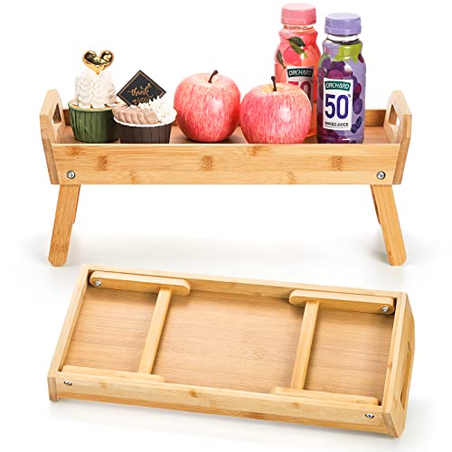 Avla A-SERVINGPLATTER-BAMBOO-2P 2 Pack Bamboo Serving Board On Stand, Raised Wooden Serving Platter, Party Decorative Appetizer Tray thumb #3