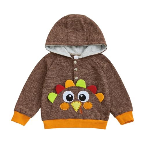Image of Toddler Baby Thanksgiving Outfit Turkey Long Sleeve Sweatshirt My First Thanksgiving Boy Outfit Fall Hoodie Clothes