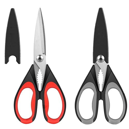 Kitchen Shears, 2 Pack of Kitchen Scissors, Heavy Duty Meat & Cooking Scissors, Multipurpose Stainless Steel Sharp Utility Food Scissors for Home & Kitchen, Dishwasher Safe