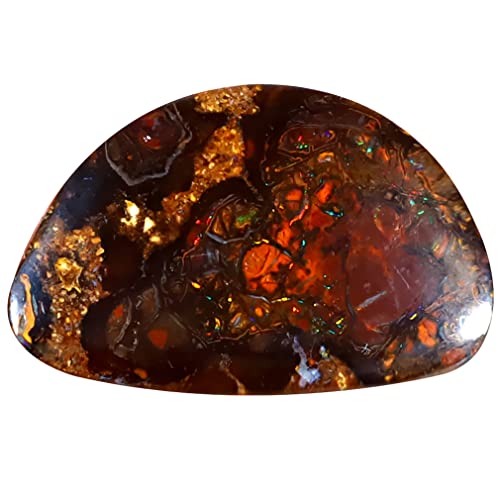 Opale Boulder australienne multicolore 5,89 ct, pierre précieuse poire cabochon 17x11 mm