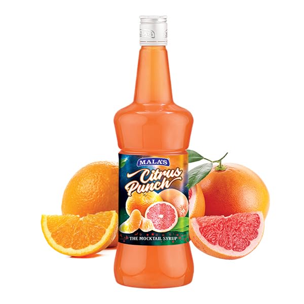 Image of Mala's Fruit Mocktail Syrup Citrus Punch Cordial 750ML Bottle | Mixer for Shakes, Cocktails, Drinks, Sharbat, Sorbets, Juices, Beverages