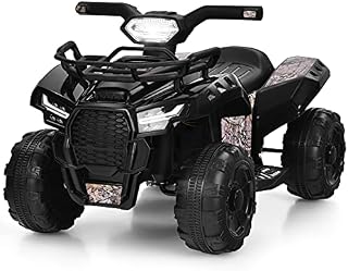 COSTWAY Kids Ride on ATV, 6V Battery Powered Quad Bike with LED Light, Horn & Music, Storage Box, Electric 4 Wheels Vehicle Toy Car for Boys Girls (Black)