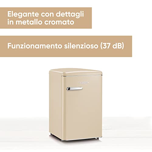 Severin Rks 8833 Mini Frigorifero Retrò 108L, Frigorifero Piccolo E Silenzioso Con Diversi Scomparti, Congelatore 13L E Portabottiglie, 37 Db, Classe Energetica D, Crema - 2