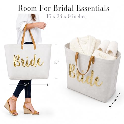 Mud Pie Bride Tote Bag con asas de cuero vegano miniatura 2