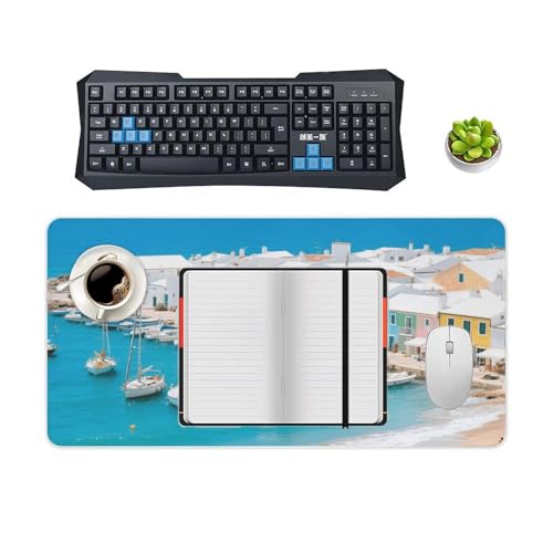 Desk Pad Protector 24x12 Inch Extended Seaside Mat Blanco miniatura 4