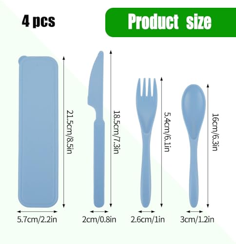 MOAMUN 4 PCS Plastic Cutlery Set with Case, Reusable Travel Cutlery Set with Fork Knife Spoon, Portable Knife and Fork Sets Knives and Forks for Lunch Camping Picnic - Image 2