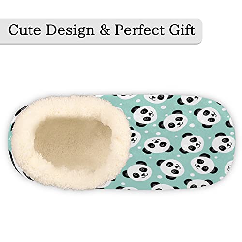 Funny Panda Slippers for Women Mens, Cute Animal Winter Warm Soft Coral Fleece Fuzzy House Slippers Socks Lightweight Portable Comfortable for Indoor Outdoor Bedroom Non-Slip3
