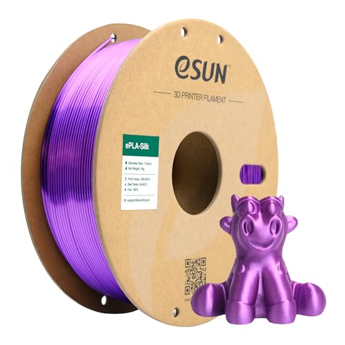 Image of eSUN Silk PLA Filament 1.75mm, Silky Shiny 3D Printer Filament PLA, Dimensional Accuracy + /- 0.05mm, 1KG Spool (2.2 LBS) 3D Printing Filament for 3D Printers, Silk Purple