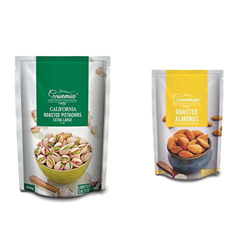 Image of Gourmia California Roasted Pistachios Extra Large Lightly Salted 200g + Gourmia Roasted Almonds Lightly Salted 200g
