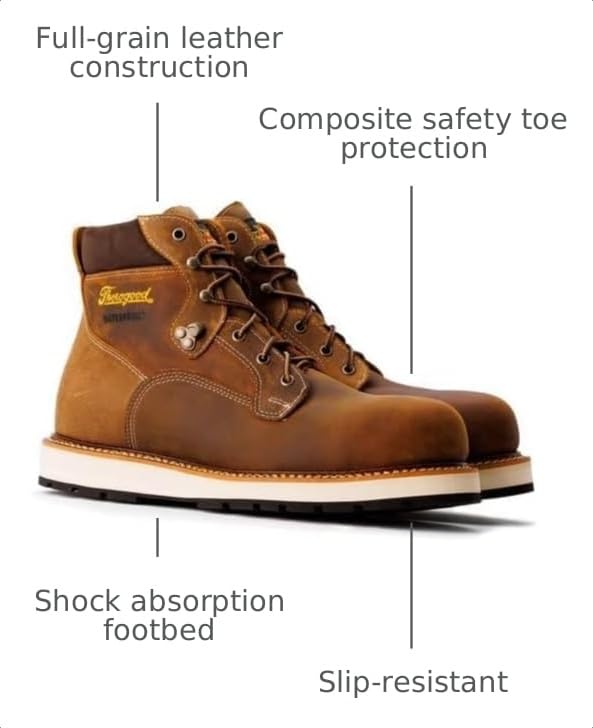 Image of Thorogood Iron River 6 inch Leather Waterproof Work Boots for Men with Composite Safety Toe Oil and Slip-Resistant Outsole