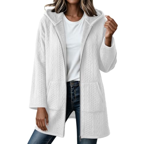 ilzjaua Travel Wear for Women 2026 Airplane Fluffy Hoodie Sherpa Jacket Women Hooded Embossed Fleece Zip Long Coat Pockets Winter Womens Fall Clothes 2026 Chaqueta Mujer Drsl Outfits - image 5