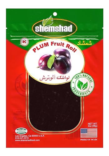 Shemshad Lavashak Plum Authentic Persian Style Fruit Leather Sour and Salty Fruit Layer Made in USA Certified Kosher 2oz لواشک آلو