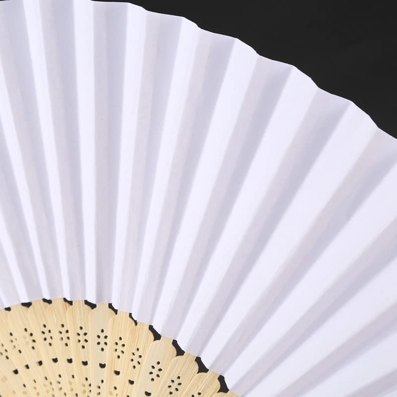 50pcs/Lot Bianco Pieghevole Elegante Fan Paper Fan Fare Favors Mariage Dance Hand Fan 21cm (Bianco) (Color : White, Size : 8 Inches)