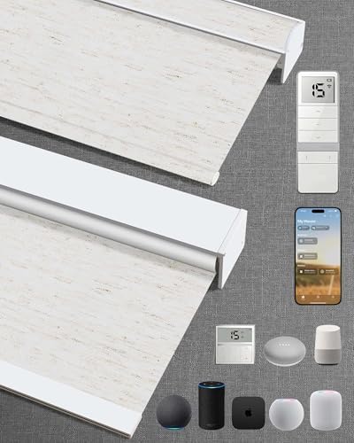 Kincmo Motorized Blinds with Remote,100% Blackout Motorized Roller Shades Work with Apple Homekit,Alexa,Google, Custom Electric Blinds with App,Voice Control (Linen White)