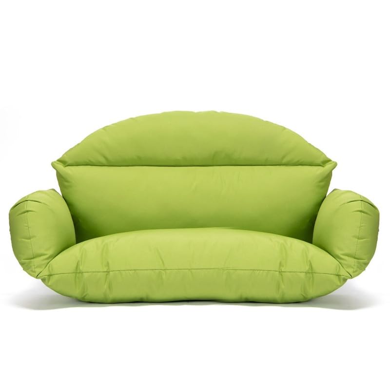 Image of Double Seater Cushion Set - Polyester Fabric Padded Seat for Hanging Egg /Garden Jhula (Cushion ONLY Parrot Green)