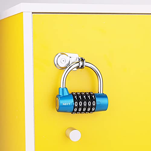 Image of Blue 5-Digit Combination Lock, Keyless, 2-Inch Wide, 16mm Diameter, 100% Secure