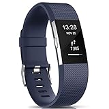 Gogoings Kompatibel mit Fitbit Charge 2 Armband Original Blau, Soft Silikon Verstellbares Ersetzerband Damen Herren Uhrenarmband Armbänder für Fitbit Charge2 Fitness Zubehör Klein