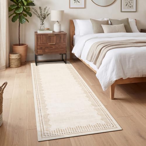 Garvee Washable Hallway Runner Rug 2x6 Non Slip Neutral Scalloped Runners
