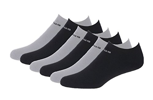 adidas Women's Superlite No Show Socks (Pack of 6) (5-10, Solid Black/Grey)