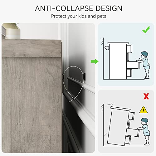 GAOMON Dresser for Bedroom with 6 Drawers, 45" Tall Grey Chests of Drawers with Storage, Large Drawer Dresser for Closet, Wooden Storage Cabinet for Entryway