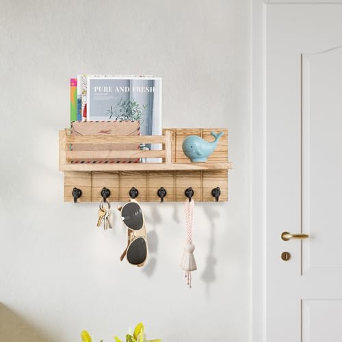 LN COZY CORNER Wooden Key Holder for Wall with 6 Hooks & Mail Shelf Wall Mounted Entryway Organizer for Keys Mail Sunglasses Perfect for Hallway Kitchen Office & Bedroom (Wood) - Cosy Home Interiors LN COZY CORNER Wooden Key Holder for Wall with 6 Hooks & Mail Shelf Wall Mounted Entryway Organizer for Keys Mail Sunglasses Perfect for Hallway Kitchen Office & Bedroom (Wood) - Image 7