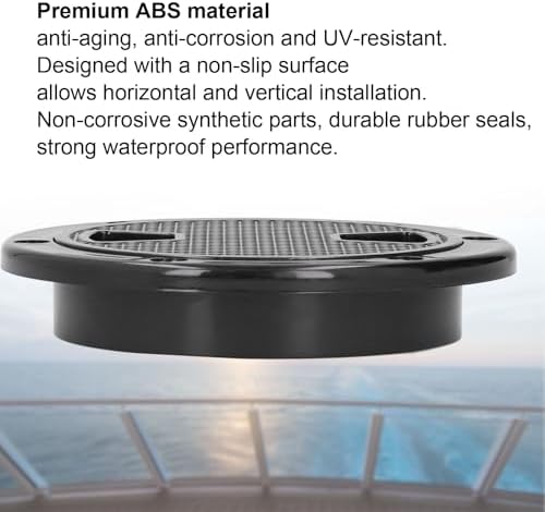 Miniatura 3 de Kit de cubierta de escotilla de inspección circular negra 4in101mm placa de cubierta de barco antideslizante ABS plástico redondo escotilla de