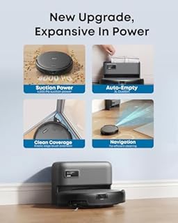 eufy C10 Robot Vacuum Self Emptying, 8 Weeks Hands Free, Advanced Smart Mapping with LiDAR Navigation, 2.85-Inch Slim Design, Powerful Suction, Edge Expansion Brush for Pet Hair, Carpet Detection
