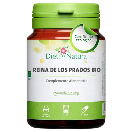Reina de los Prados Bio 200 cápsulas de Dieti Natura. Diurético de origen ecológico Fabricado en Francia Certificado ecológico FR-BIO-01Garantía Sin OGM ni Gluten (Bote de 200 cápsulas)
