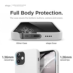 Elago Liquid Silicone Protective Case Compatible with iPhone 12 Mini 54 Premium Silicone Full Case Protection 3 Layer Structure White