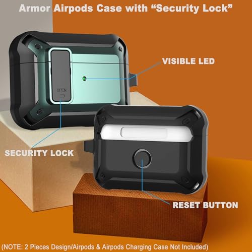 Image of Meyaar for AirPods Pro 3 Case, Clear Magnetic Automatic Lock Cases with Phone Stand with Keychain Case for Airpod Pro 3 for Men & Women (Lock Green)