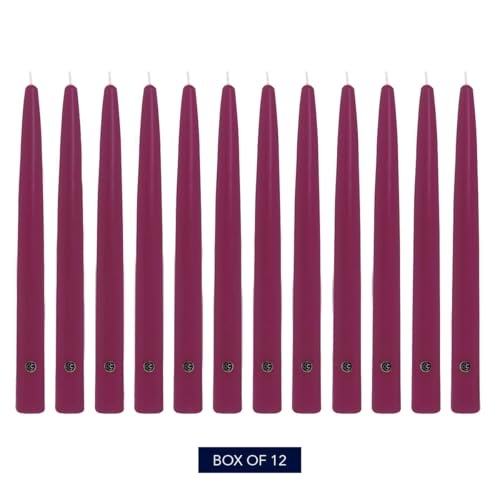 Image of Colonial Candle Unscented Taper Candle, Handipt Collection, Mulberry, 10 in, Pack of 12 - Up to 8 Hours Burn