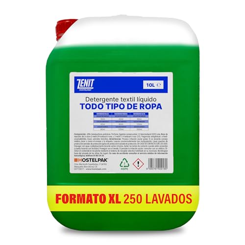 Hostelpak | 10L - Detergente líquido Todo Tipo de Ropa, Lavandería profesional, Detergente ropa clásico, Detergente para el lavado de ropa