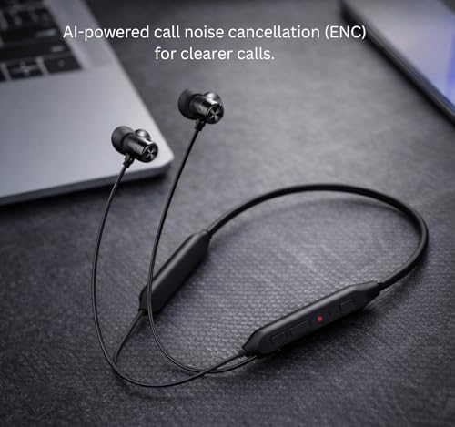 Image of Original Neckband for OnePlus Z3 Earbuds with Quick Charging Soft Silicone Band and Bass Boost Audio (Black)