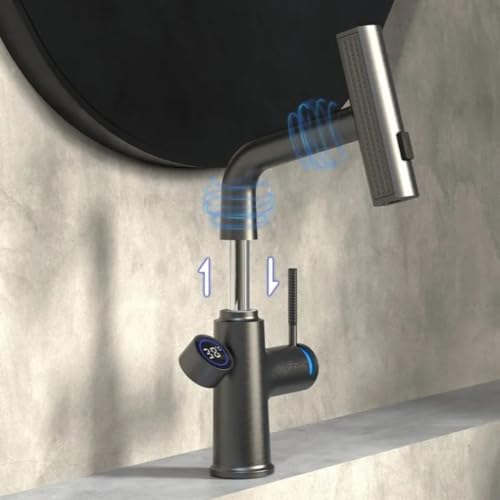 Grifo de lavabo elevable para un baño moderno y funcional en gris oscuro 5